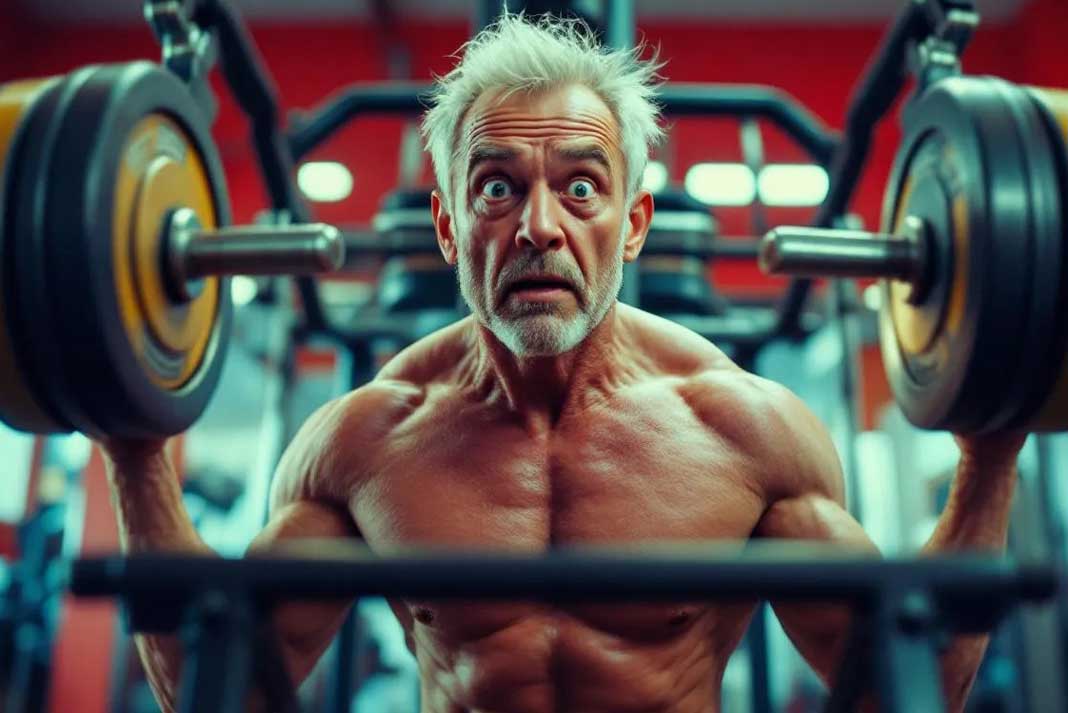 An exhausted person, possibly post workout, grimaces in pain or discomfort, surrounded by home gym equipment, after attempting an intense Iron Paradise style weightlifting routine An exhausted person, possibly post workout, grimaces in pain or discomfort, surrounded by home gym equipment, after attempting an intense Iron Paradise style weightlifting routine