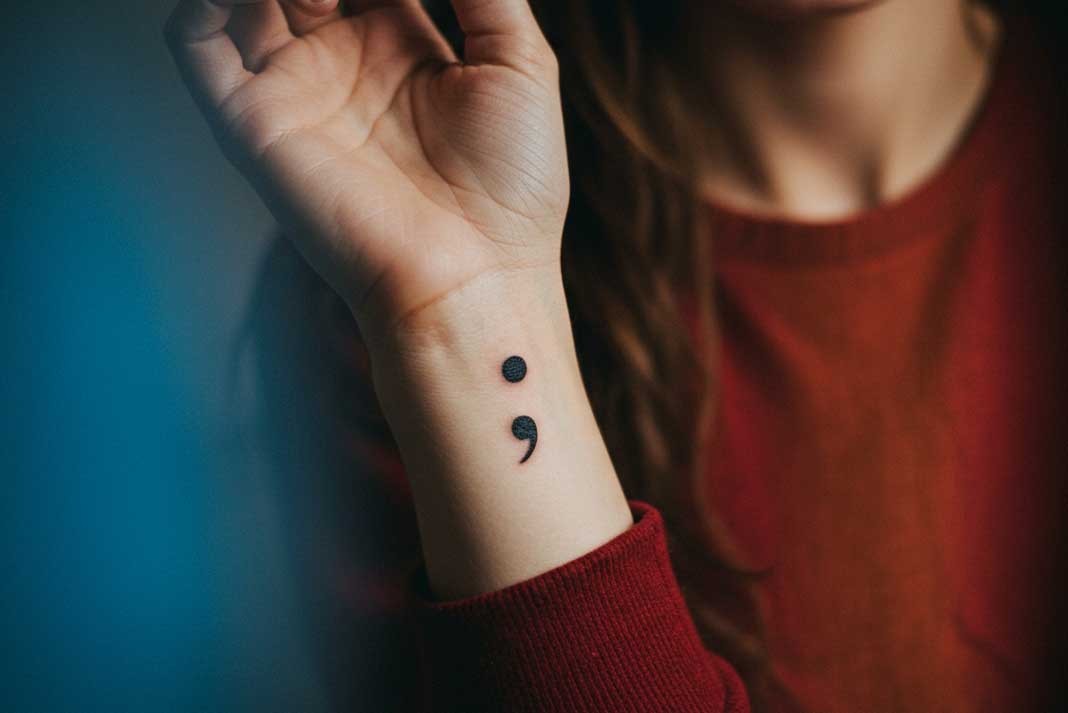 Tiny Semicolon Tattoo