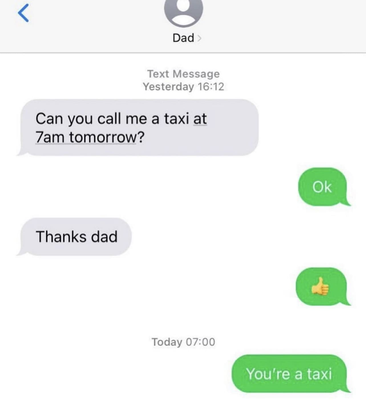 Calling Dad a Taxi Meme