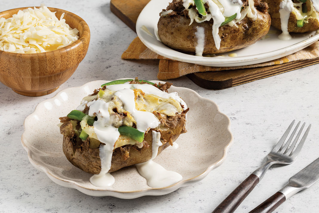 Loaded Philly Cheesesteak Baked Potato Recipe