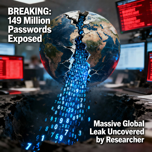 Infographic showing the breakdown of 149 million leaked credentials including Gmail, Facebook, and Netflix accounts discovered by Jeremiah Fowler.