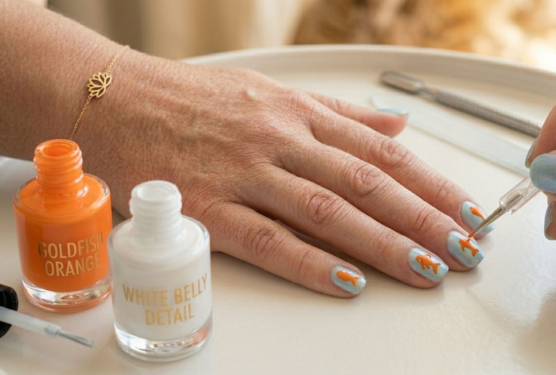 How to Craft Fins and Tail for Your Gold Fish Nail Art