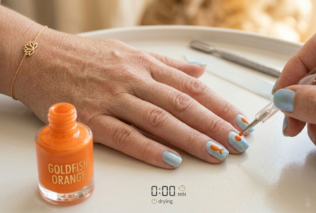How to Paint the Body of the Gold Fish Nail Art