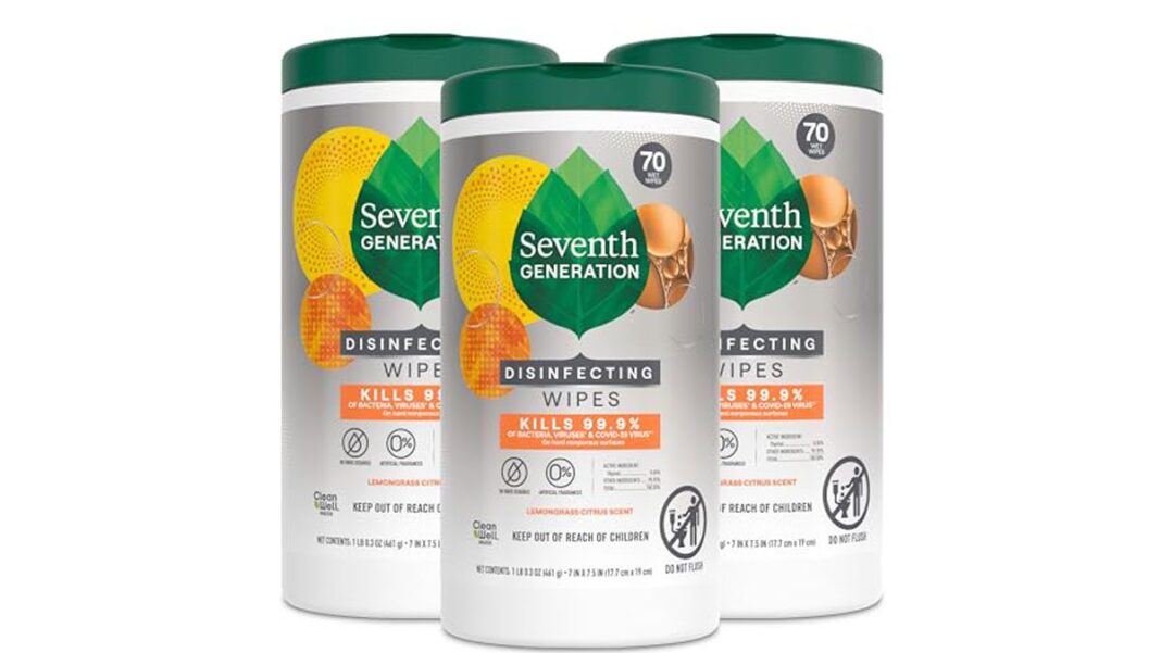 Seventh Generation Lemongrass Citrus Wipes, 3 Pack, 70 Count